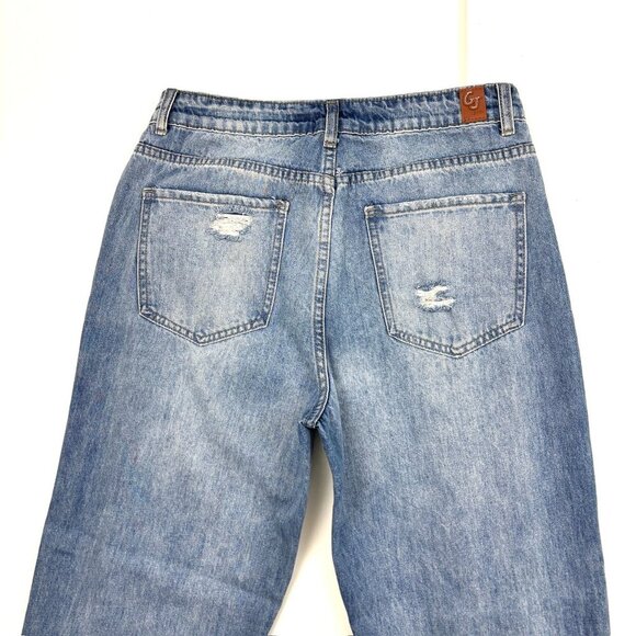 GOGO Distressed Raw Hem Straight Women's size 11 Medium Blue Denim jeans - Picture 4 of 4